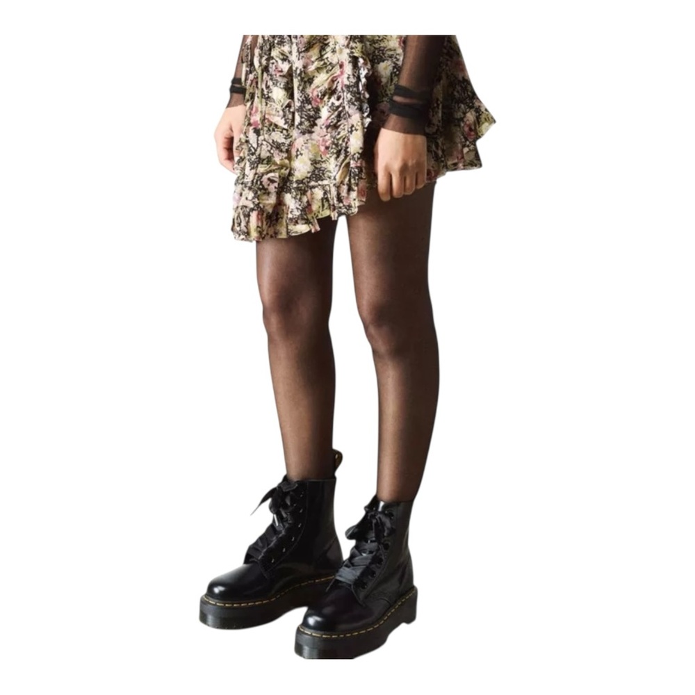 DR.MARTENS Molly Leather Platform Boots in Black Buttero SIZE 9